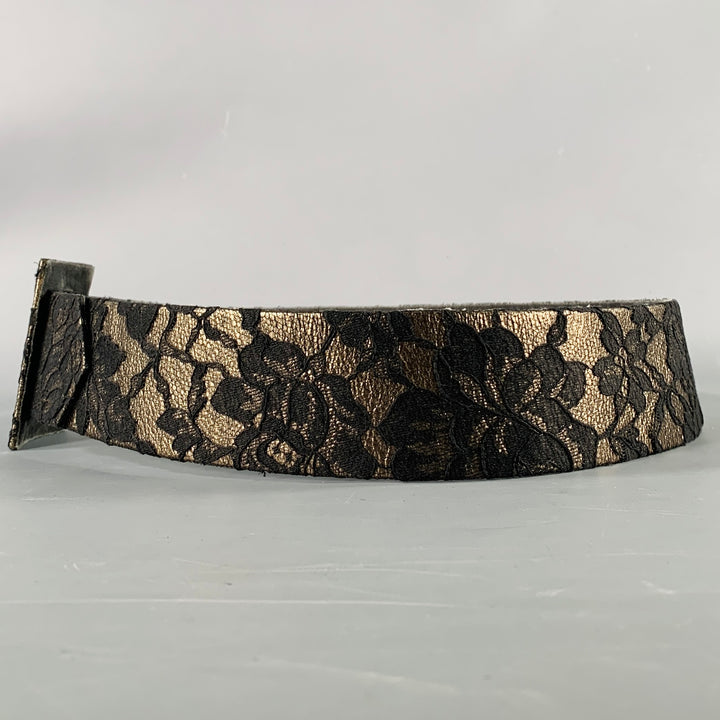 CHRISTIAN DIOR Size M Black Anthracite Lace Leather Belt