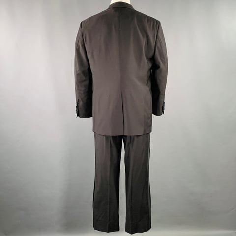 BROOKS BROTHERS Size 40 Black Wool Single Button Suspenders Tuxedo
