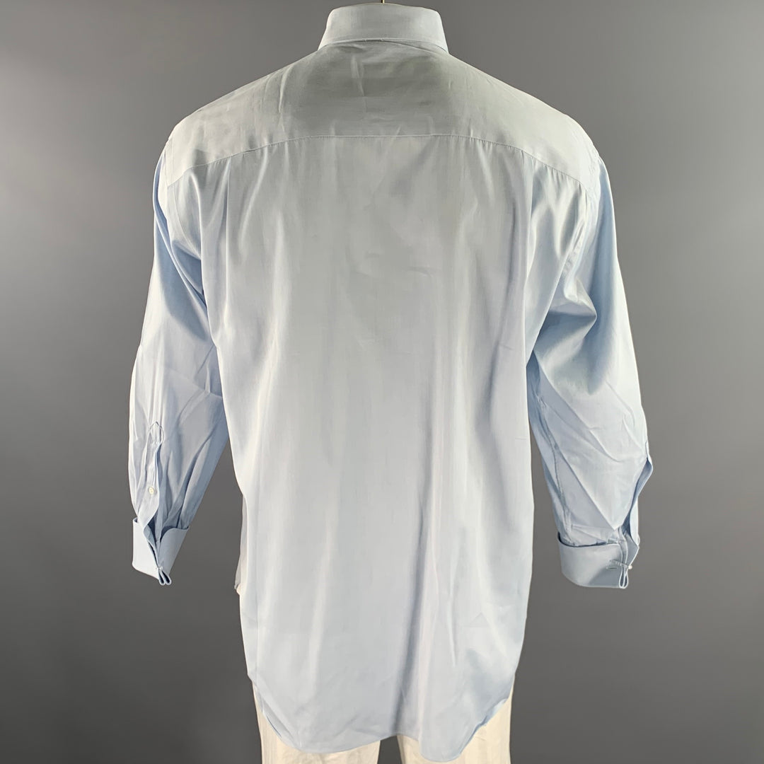 ERMENEGILDO ZEGNA Size L Light Blue Heather Cotton Long Sleeve Shirt
