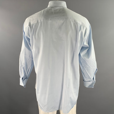 ERMENEGILDO ZEGNA Size L Light Blue Heather Cotton Long Sleeve Shirt