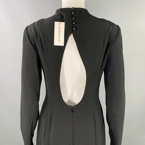 KAMPERETT Size S Arc Black Long Sleeve Keyhole Back Evening Gown