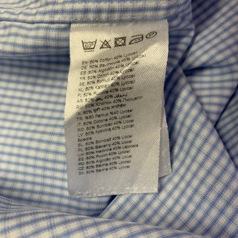 Chemise à manches longues Eton Taille M Mélange de coton à carreaux bleu et blanc