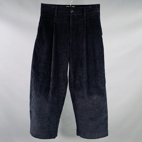 STUDIO NICHOLSON Size 34 Bridges Navy Corduroy Cotton Pleated Casual Pants