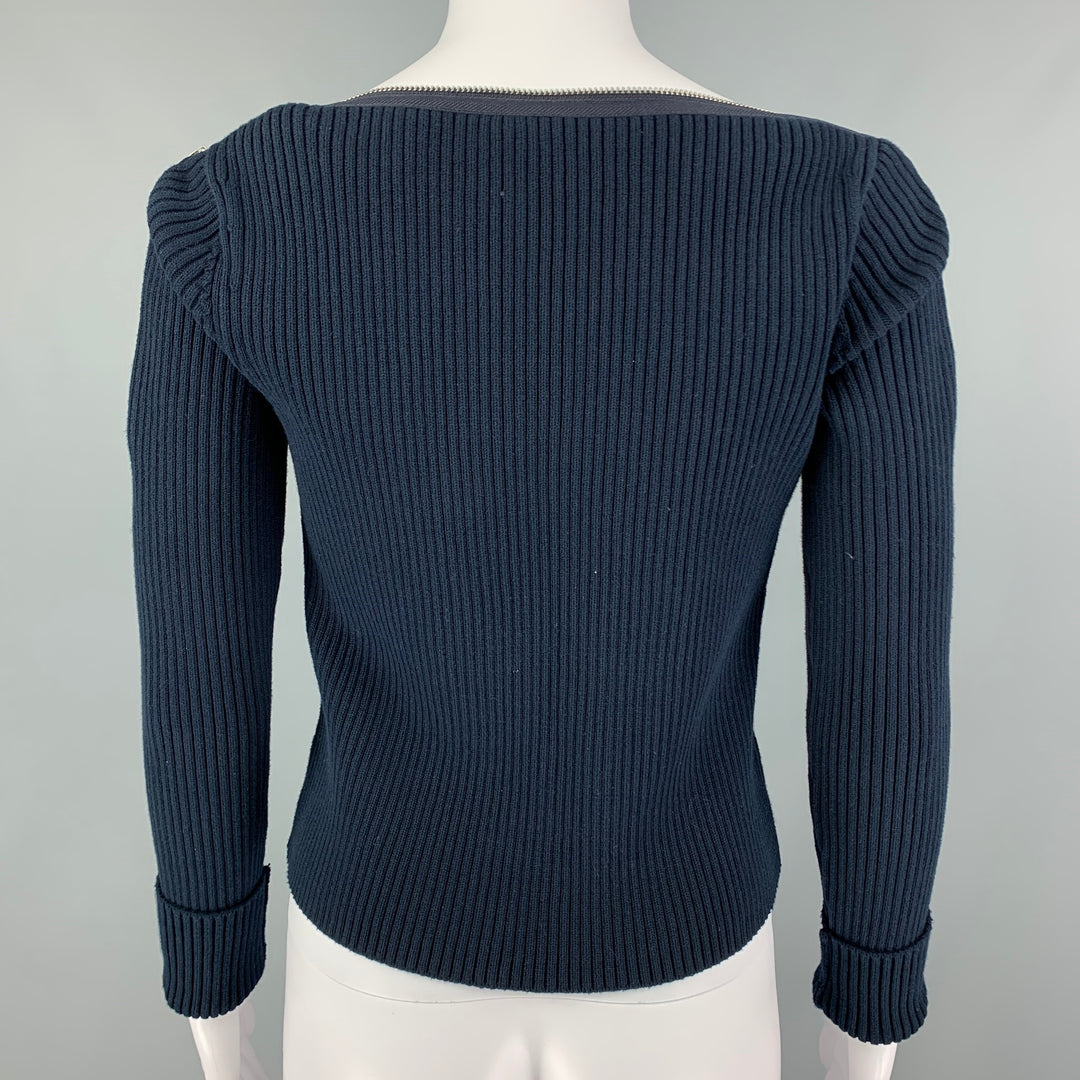 ALEXANDER WANG Size XS Navy Cotton Blend Ribbed Pullover