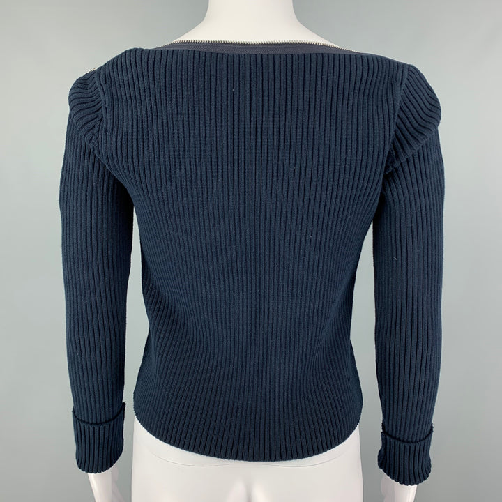 ALEXANDER WANG Size XS Navy Cotton Blend Ribbed Pullover