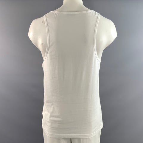 RON DORFF Size L White Black Graphic Cotton Oversized Tank Top