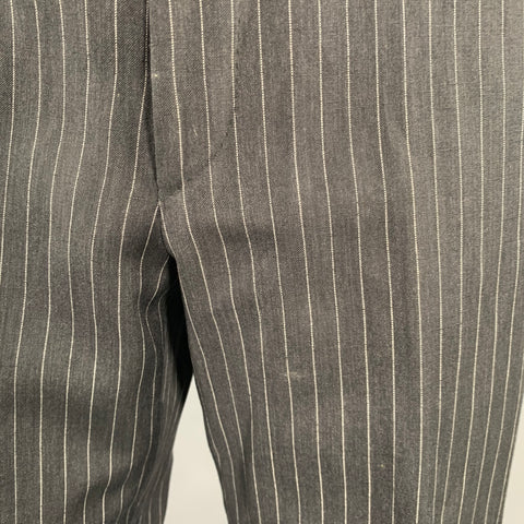 BELVEST Size 40 Grey White Pinstripe Wool Linen Single Breasted Suit