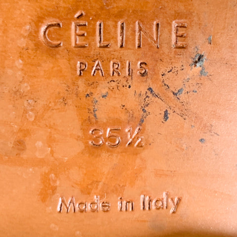CELINE Size 5.5 Black Brown Leather Derby Almond Toe Lace-Up Shoes