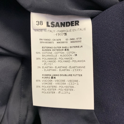 JIL SANDER Size 2 Navy Cotton Blend Zip Up A-Line Skirt