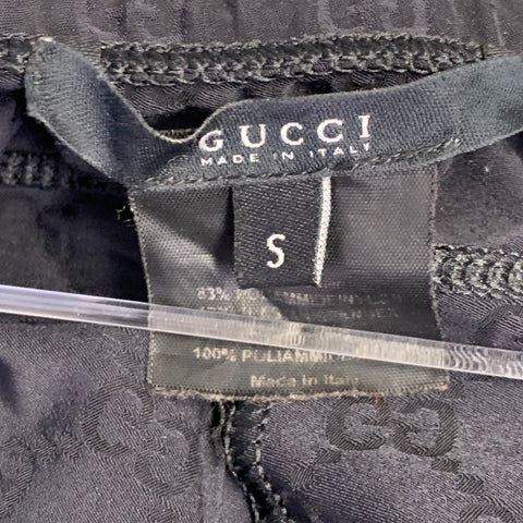 GUCCI Size S Guccissima Black Monogram Logo Polyamide Blend Drawstring Speedo