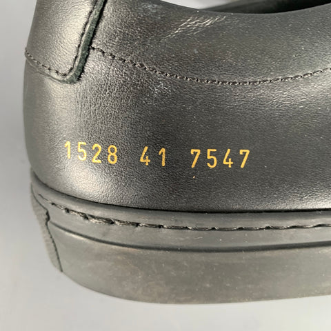 COMMON PROJECTS Size 8 Black Leather Low Top Sneakers