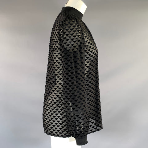 TORY BURCH Size 2 Black Viscose & Silk Triangle Sheer Dress Top