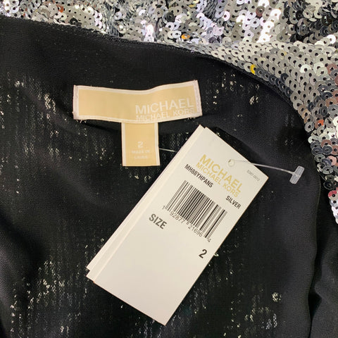MICHAEL by MICHAEL KORS Size 2 Silver Polyester Sequined Flapper Dress