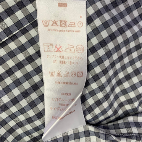 LOUIS VUITTON Size XL Grey White Checkered Cotton Button Up Long Sleeve Shirt