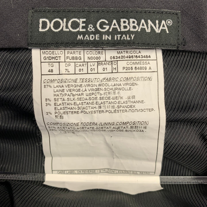 DOLCE & GABBANA Size 38 Black Wool Blend Peak Lapel Tuxedo