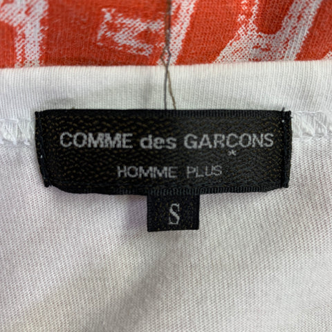 COMME des GARCONS HOMME PLUS Size S White Black Graphic Cotton Crew Neck T-shirt