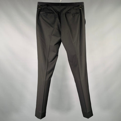 Pantalon LANVIN en Laine Mohair Noir à Fermeture Éclair, Taille 30