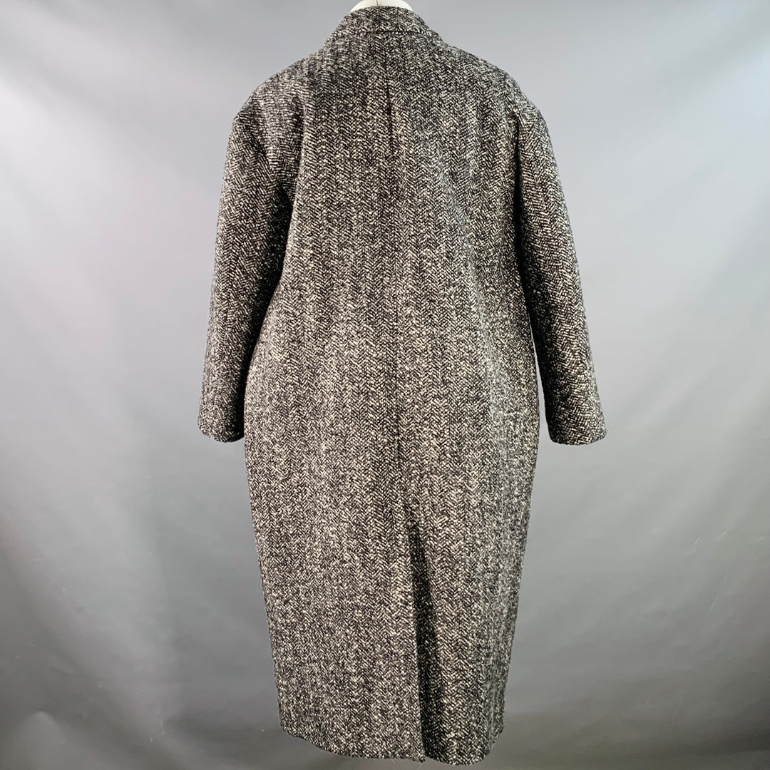 ISABEL MARANT Size 40 Denton Black White Herringbone Tweed Wool Blend Coat