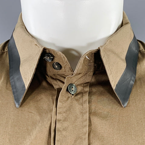 DOLCE & GABBANA Size M Tan Black Cotton Contrast Trim Long Sleeve Shirt