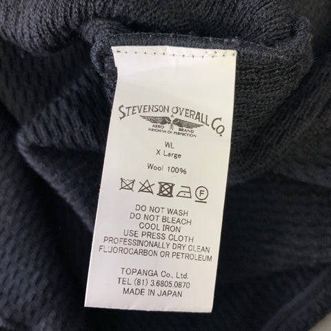 STEVENSON OVERALL CO. Pull thermique en laine côtelée noir, Taille XL