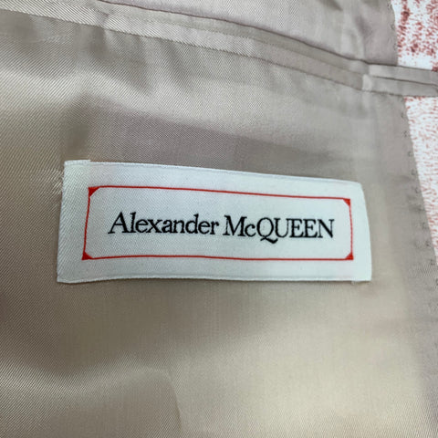 ALEXANDER MCQUEEN SS21 Size 38 Pink White Print Viscose Double Breasted Suit