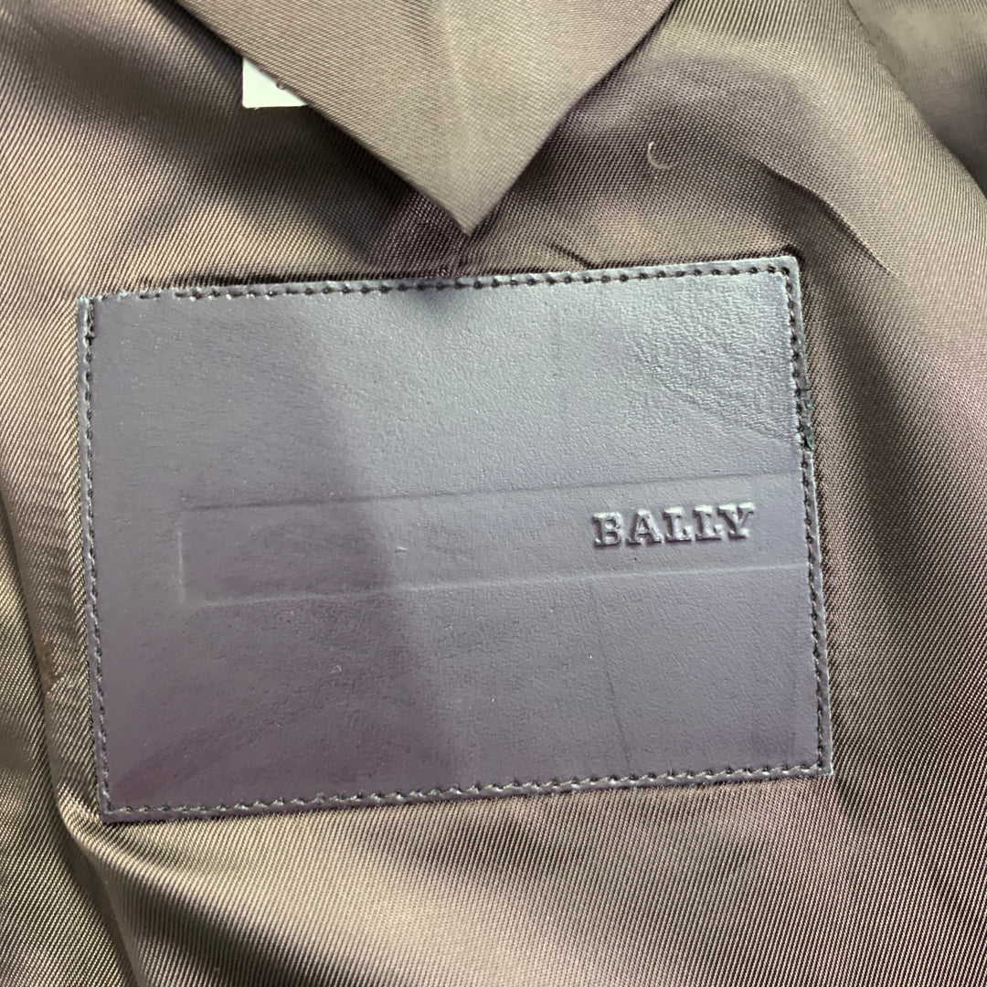 BALLY Size 40 Brown Taupe Houndstooth Wool Blend Notch Lapel Sport Coat