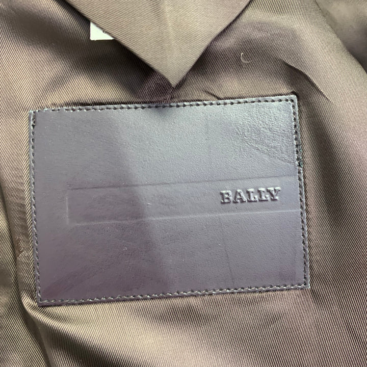 BALLY Size 40 Brown Taupe Houndstooth Wool Blend Notch Lapel Sport Coat