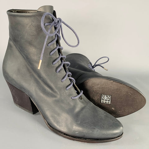 COCLICO Size 8.5 Ringo Grey Leather Lace Up Boots