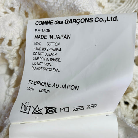 COMME des GARCONS HOMME PLUS 2019 Size M Beige White Crochet Cotton Tank Top