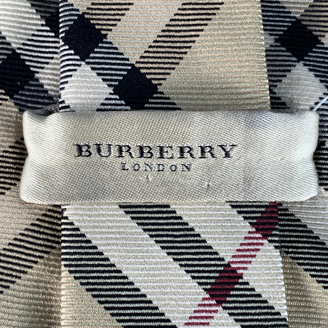 BURBERRY LONDON Nova Check Beige Red Black Plaid Silk Tie