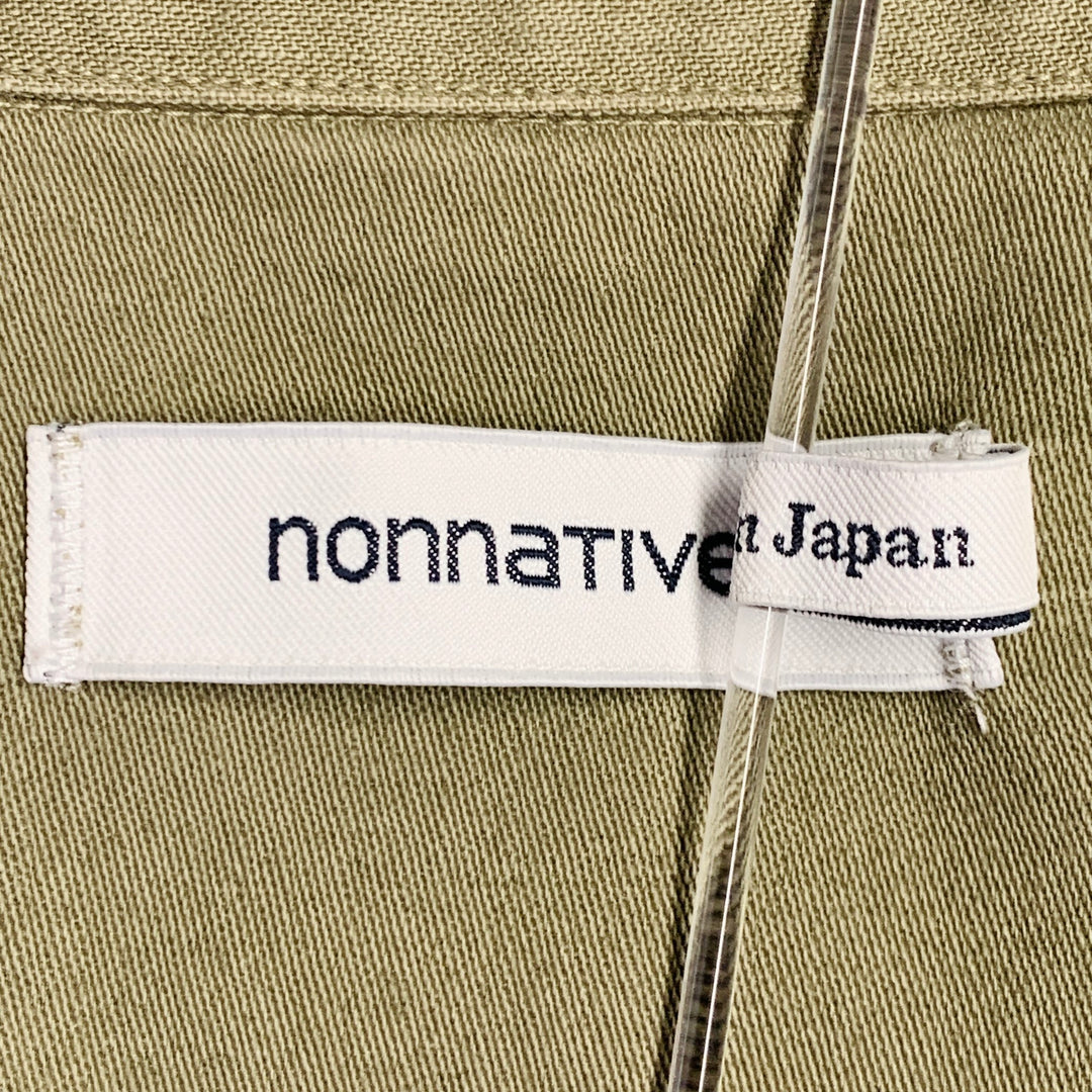 NONNATIVE Size XL Green Olive Cotton Two Pockets Long Sleeve Shirt