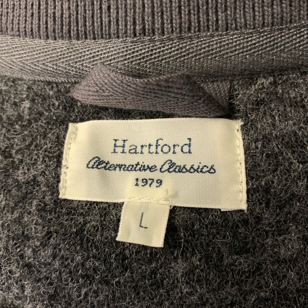 HARTFORD Size L Grey Textured Wool Blend Bomber Jacket