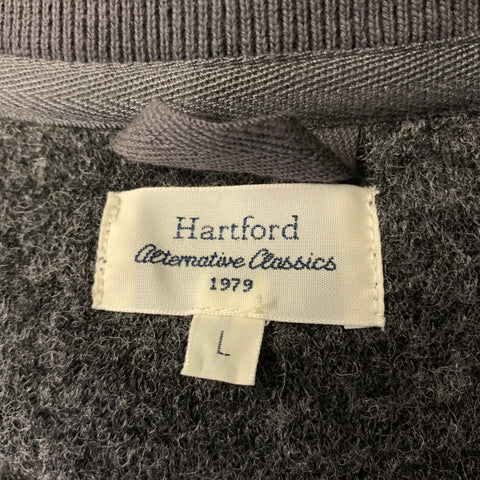 HARTFORD Size L Grey Textured Wool Blend Bomber Jacket