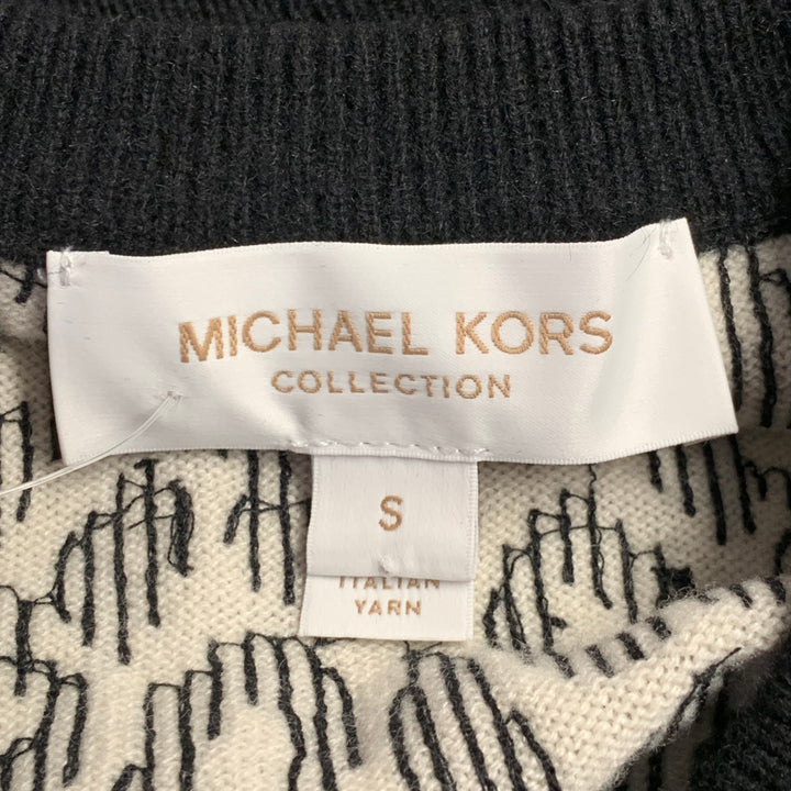 MICHAEL KORS COLLECTION Size S Black White Cashmere Sequined Animal Print Dress Top