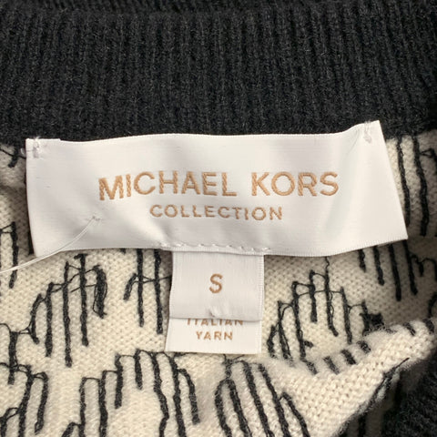 MICHAEL KORS COLLECTION Size S Black White Cashmere Sequined Animal Print Dress Top