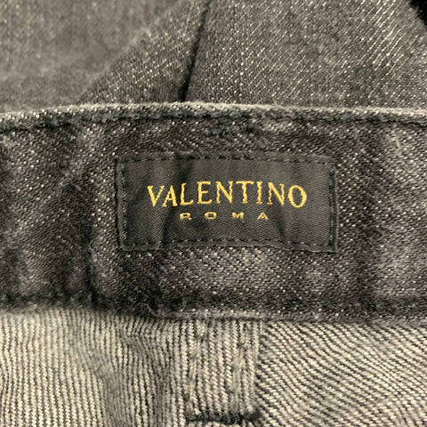 VALENTINO Size 32 Grey Charcoal Cotton Straight Five Pockets Jeans
