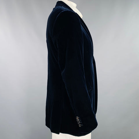 GIORGIO ARMANI Size 42 Navy Velvet Viscose Blend Sport Coat