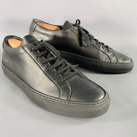 COMMON PROJECTS Size 8 Black Leather Low Top Sneakers