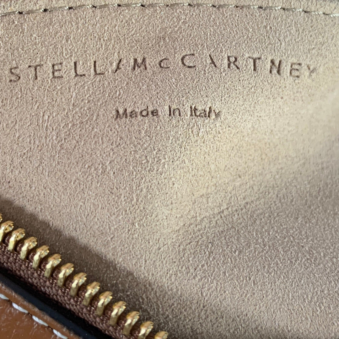 STELLA McCARTNEY Brown White Studded Faux Leather Handbag & Leather Goods
