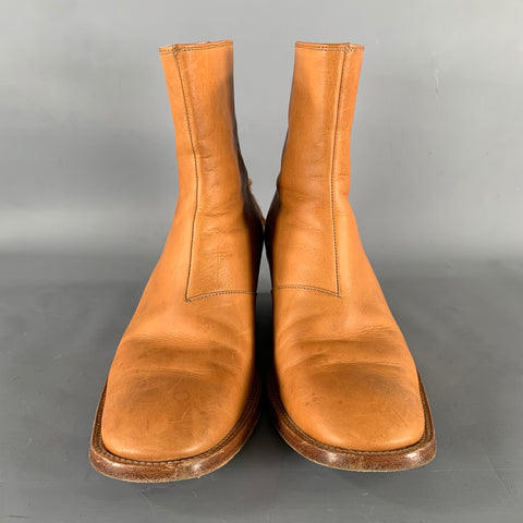 ACNE Size 8 Brown Crackled Leather Ankle Boots