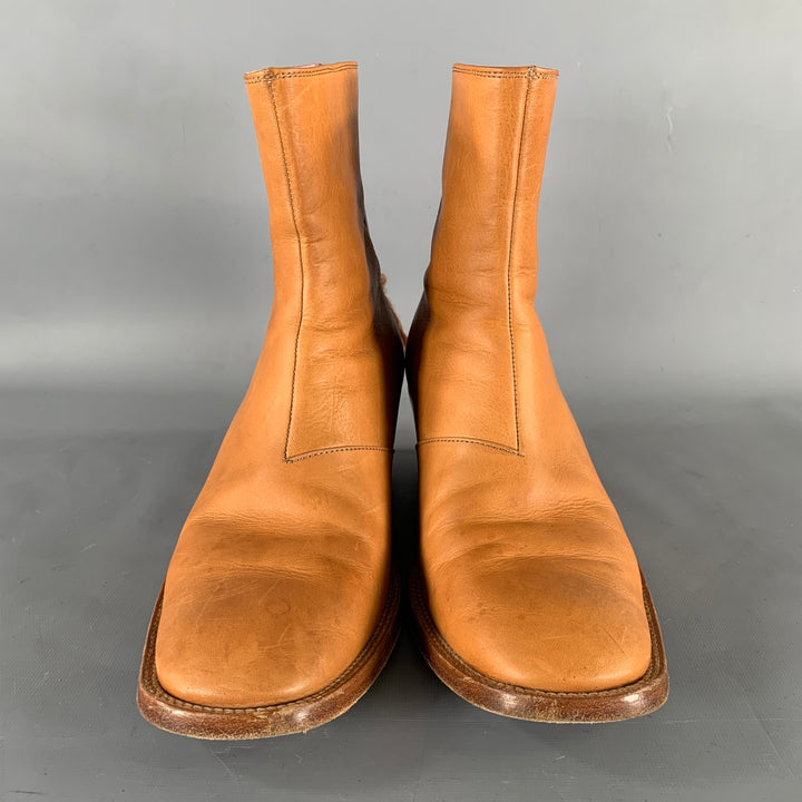 ACNE Size 8 Brown Crackled Leather Ankle Boots