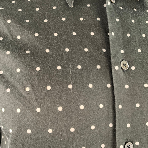 PAUL SMITH Size L Black White Polka Dot Point Collar Cotton Long Sleeve Shirt