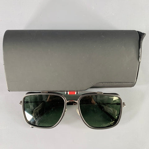 CARRERA Ruthenium Black Silver Mixed Materials Acetate Metal Aviator Sunglasses