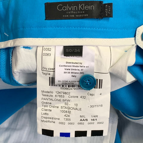 CALVIN KLEIN Size 34 Blue Cotton Blend Tapered Zip Fly Dress Pants