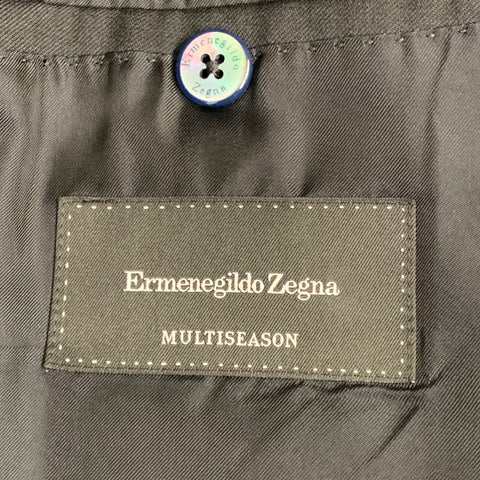 ERMENEGILDO ZEGNA Size 46 Black Wool Single Button Tuxedo