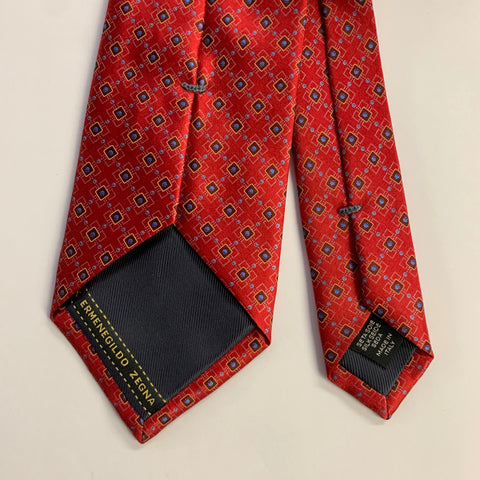 ERMENEGILDO ZEGNA One Size Red Blue Silk Tie