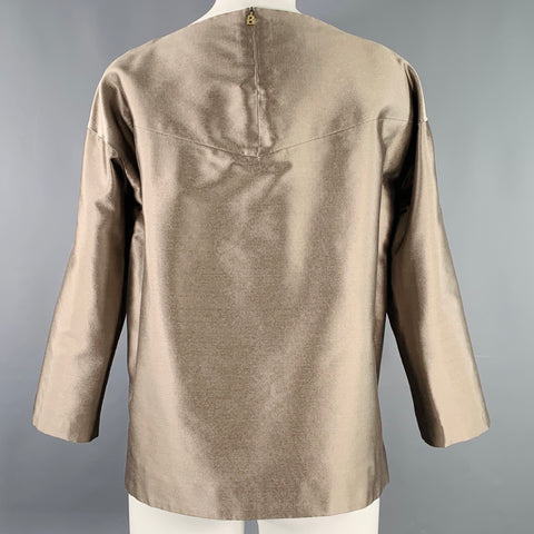 SONIA BOGNER Size 4 Beige Champagne Wool Blend Back Zip Dress Top