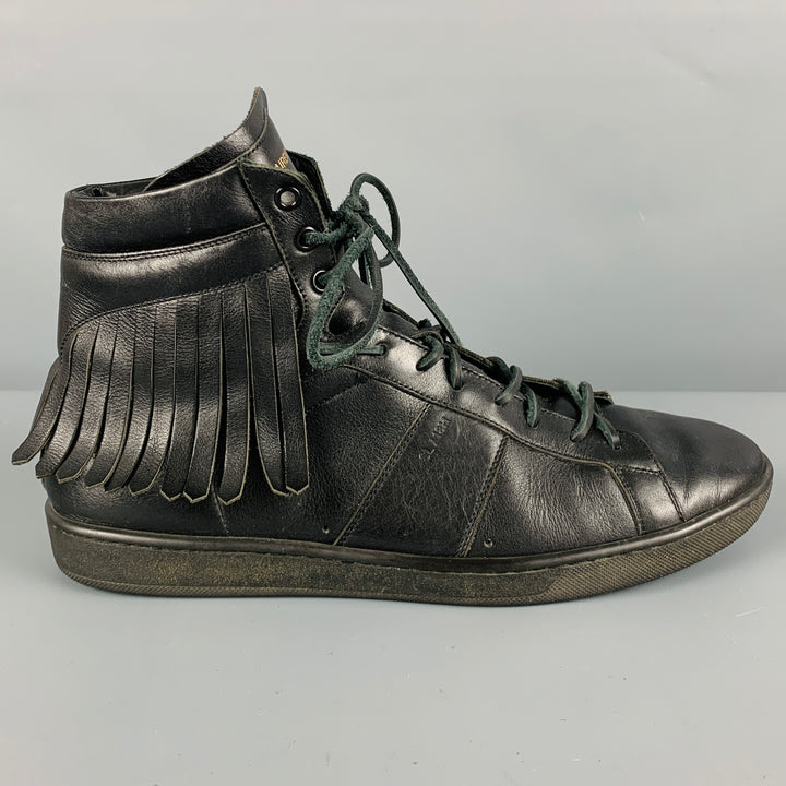 SAINT LAURENT Size 9.5 Black Fringe High Top Sneakers