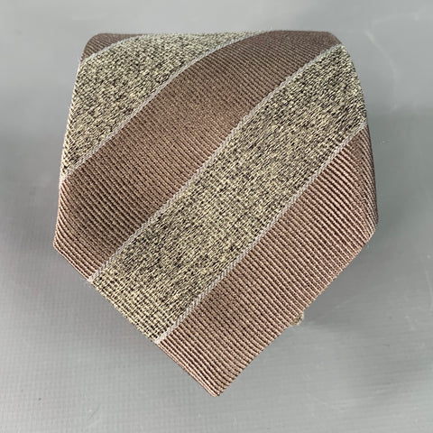 BRUNELLO CUCINELLI Grey Silver Diagonal Stripe Skinny Tie