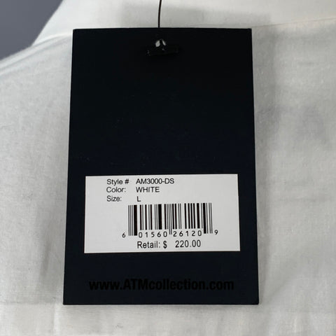 ATM Size L White Cotton Spread Collar Long Sleeve Shirt